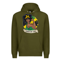 Army Green jamaican black woman t shirt jamaica afro girl pride Premium Hoodie - linhVisuals