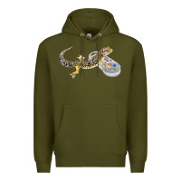 Army Green leopard gecko playing video game lizard & reptiles gamers t shirt Premium Hoodie - linhVisuals