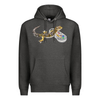 Charcoal Heather leopard gecko playing video game lizard & reptiles gamers t shirt Premium Hoodie - linhVisuals