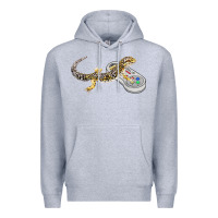 Heather Grey leopard gecko playing video game lizard & reptiles gamers t shirt Premium Hoodie - linhVisuals