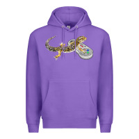 Purple leopard gecko playing video game lizard & reptiles gamers t shirt Premium Hoodie - linhVisuals