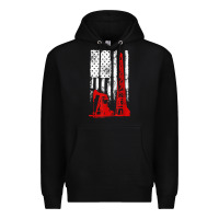Black oilfield shirt   us flag oil rig shirt Premium Hoodie - linhVisuals