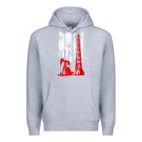 Heather Grey oilfield shirt   us flag oil rig shirt Premium Hoodie - linhVisuals
