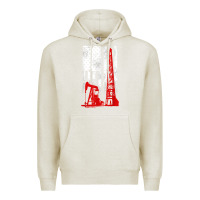 Oatmeal Heather oilfield shirt   us flag oil rig shirt Premium Hoodie - linhVisuals