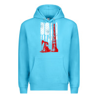 Ocean Blue oilfield shirt   us flag oil rig shirt Premium Hoodie - linhVisuals