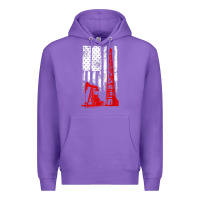 Purple oilfield shirt   us flag oil rig shirt Premium Hoodie - linhVisuals