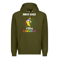 Army Green mens sorry girl i like bananas funny lgbt gay pride tshirt gifts Premium Hoodie - linhVisuals