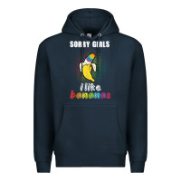 Navy mens sorry girl i like bananas funny lgbt gay pride tshirt gifts Premium Hoodie - linhVisuals