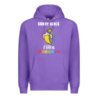 Purple mens sorry girl i like bananas funny lgbt gay pride tshirt gifts Premium Hoodie - linhVisuals