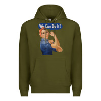 Army Green rosie the riveter shirt we can do it feminist retro t shirt Premium Hoodie - linhVisuals