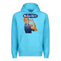 Ocean Blue rosie the riveter shirt we can do it feminist retro t shirt Premium Hoodie - linhVisuals