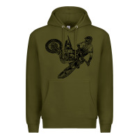 Army Green Eli Tomac Jump Illustration Premium Hoodie - linhVisuals