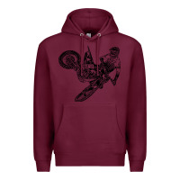 Burgundy Eli Tomac Jump Illustration Premium Hoodie - linhVisuals
