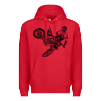 Red Eli Tomac Jump Illustration Premium Hoodie - linhVisuals