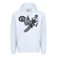 White Eli Tomac Jump Illustration Premium Hoodie - linhVisuals