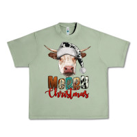 Oil Green merry christmas hereford cow Urban Heavy Tee - RanaPortraitStore