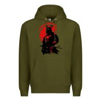 Army Green samurai warrior Premium Hoodie - linhVisuals