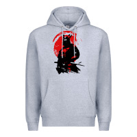 Heather Grey samurai warrior Premium Hoodie - linhVisuals