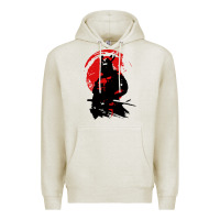 Oatmeal Heather samurai warrior Premium Hoodie - linhVisuals