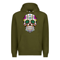Army Green sugar skull Premium Hoodie - linhVisuals