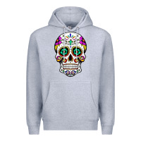 Heather Grey sugar skull Premium Hoodie - linhVisuals