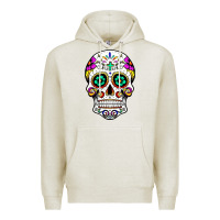 Oatmeal Heather sugar skull Premium Hoodie - linhVisuals