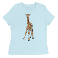 Baby Blue baby giraffe Ladies Tee - LillyAllenDesigns