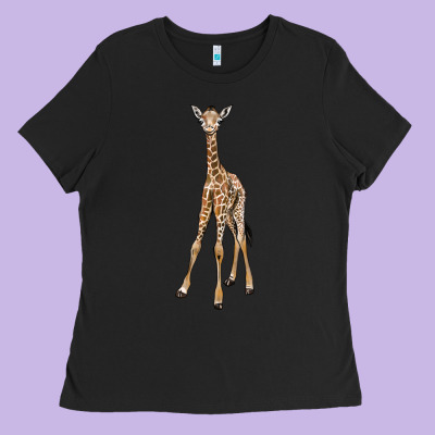 Baby Giraffe Ladies Tee Designed By Lillyallendesigns