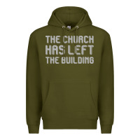 Army Green the church has left the building Premium Hoodie - linhVisuals