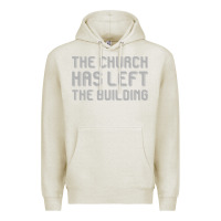 Oatmeal Heather the church has left the building Premium Hoodie - linhVisuals