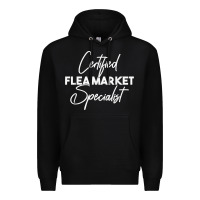 Black certified flea market specialist t shirt Premium Hoodie - linhVisuals