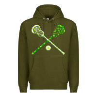 Army Green funny lacrosse st patricks day boys men shamrock ball t shirt Premium Hoodie - linhVisuals