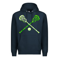 Navy funny lacrosse st patricks day boys men shamrock ball t shirt Premium Hoodie - linhVisuals