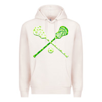 Pale Pink funny lacrosse st patricks day boys men shamrock ball t shirt Premium Hoodie - linhVisuals