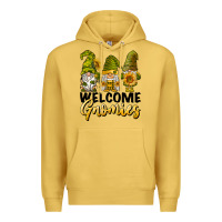 Antique Gold welcome gnomies sunflowers Premium Hoodie - BarkalooDesign