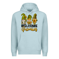 Blue Mist welcome gnomies sunflowers Premium Hoodie - BarkalooDesign