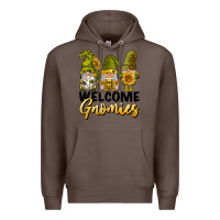 Coffee welcome gnomies sunflowers Premium Hoodie - BarkalooDesign