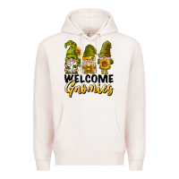 Pale Pink welcome gnomies sunflowers Premium Hoodie - BarkalooDesign