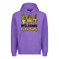 Purple welcome gnomies sunflowers Premium Hoodie - BarkalooDesign