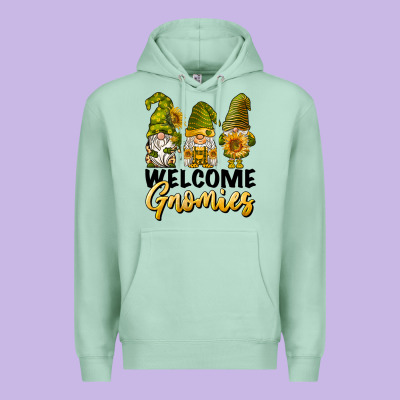 Welcome Gnomies Sunflowers Premium Hoodie Designed By Barkaloodesign