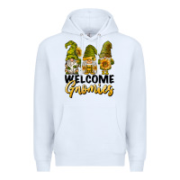 White welcome gnomies sunflowers Premium Hoodie - BarkalooDesign