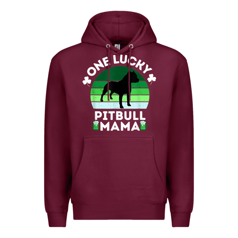 Funny St Patrick's Day One Lucky Pitbull Mama Pitbulldog T Shirt Premium Hoodie by linhVisuals | Teevron