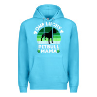 Ocean Blue funny st patrick's day one lucky pitbull mama pitbulldog t shirt Premium Hoodie - linhVisuals