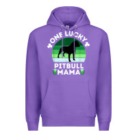 Purple funny st patrick's day one lucky pitbull mama pitbulldog t shirt Premium Hoodie - linhVisuals