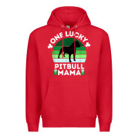 Red funny st patrick's day one lucky pitbull mama pitbulldog t shirt Premium Hoodie - linhVisuals