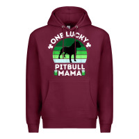 Burgundy funny st patrick's day one lucky pitbull mama pitbulldog t shirt Premium Hoodie - linhVisuals