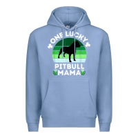 Colony Blue funny st patrick's day one lucky pitbull mama pitbulldog t shirt Premium Hoodie - linhVisuals