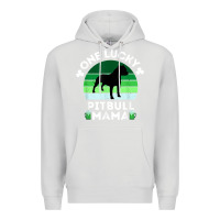 Dove Grey funny st patrick's day one lucky pitbull mama pitbulldog t shirt Premium Hoodie - linhVisuals