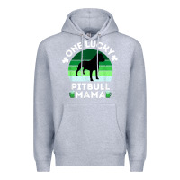 Heather Grey funny st patrick's day one lucky pitbull mama pitbulldog t shirt Premium Hoodie - linhVisuals