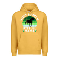 Mustard funny st patrick's day one lucky pitbull mama pitbulldog t shirt Premium Hoodie - linhVisuals